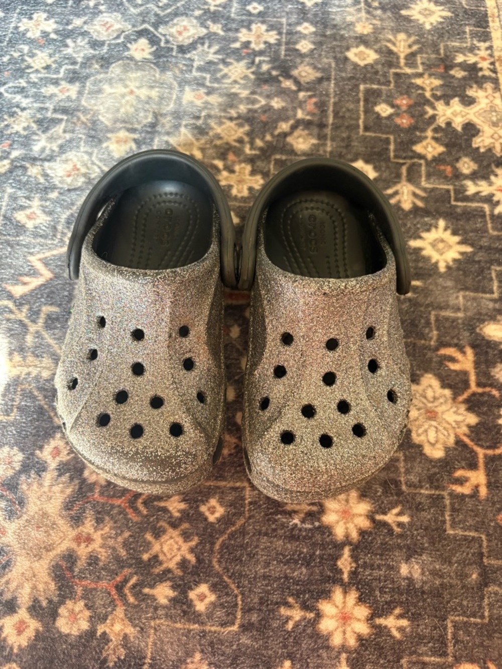 CROCS Kids' Glitter Clogs — Silver Sparkle